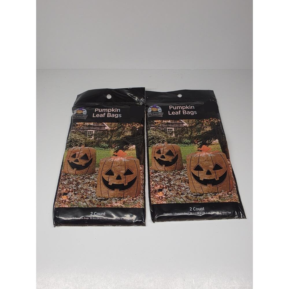 Halloween 2 Pack Jack O Lantern Leaf Bags 2 in package 30 X 24 inches New